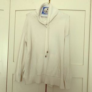 Off white color wide neck turtle neck sweater